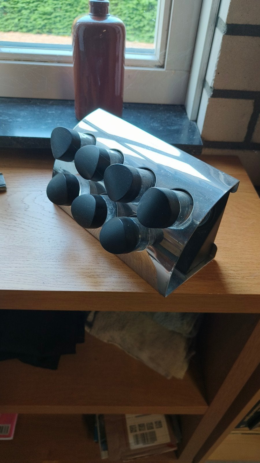 Chroom kruidenrek voor 7 potjes, Kunststof, Gebruikt, Overige typen, Ophalen of Verzenden