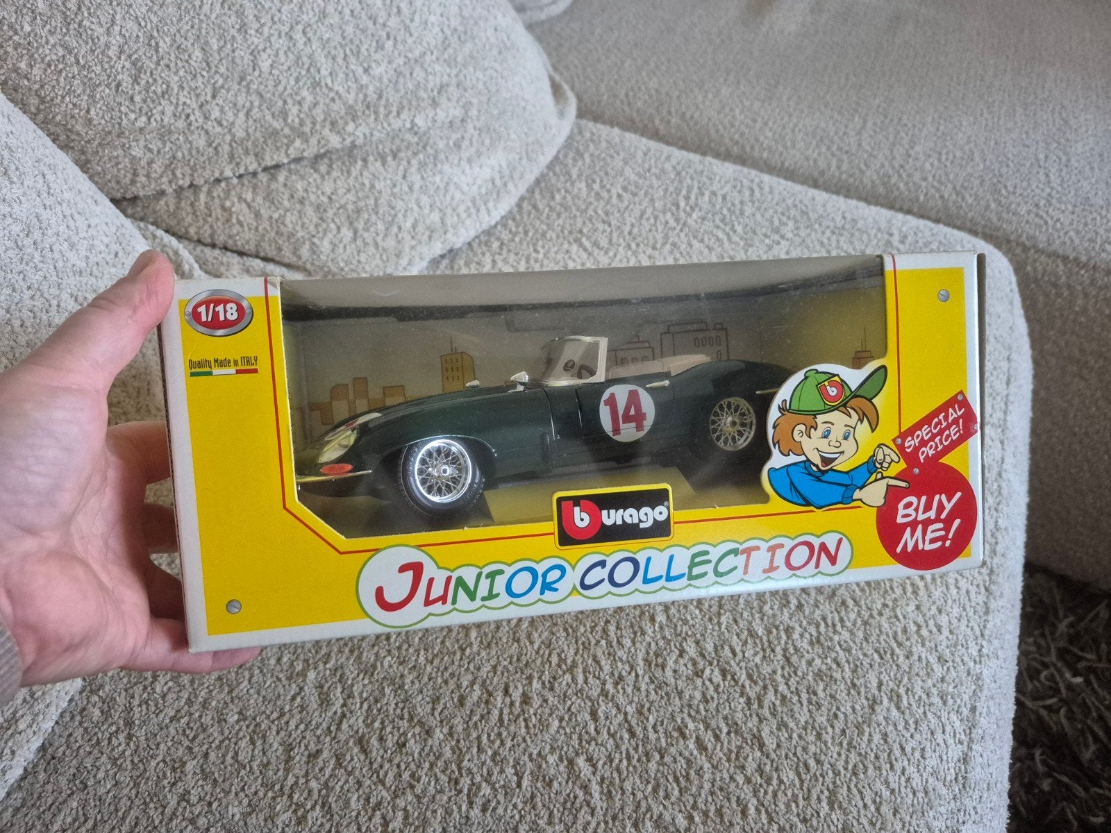 Klassieke Bburago Jaguar E-Type 1961 (1:18) - In Originele D, Ophalen of Verzenden, Zo goed als nieuw, Auto, Bburago