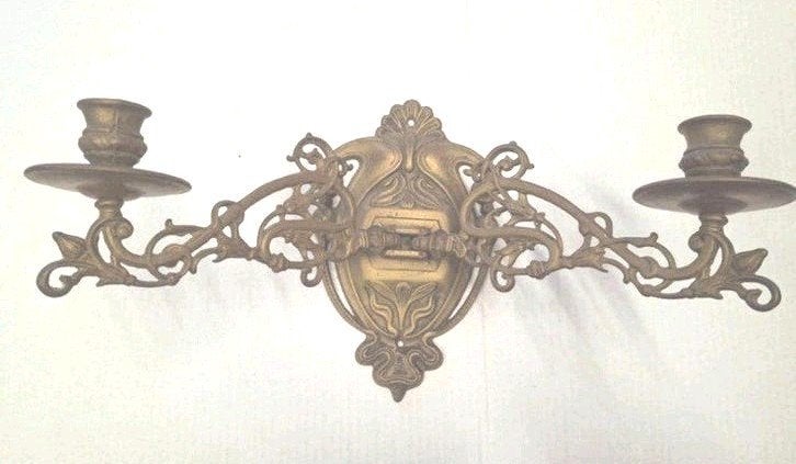 art nouveau bronzen kandelaar, Ophalen of Verzenden, Koper of Brons