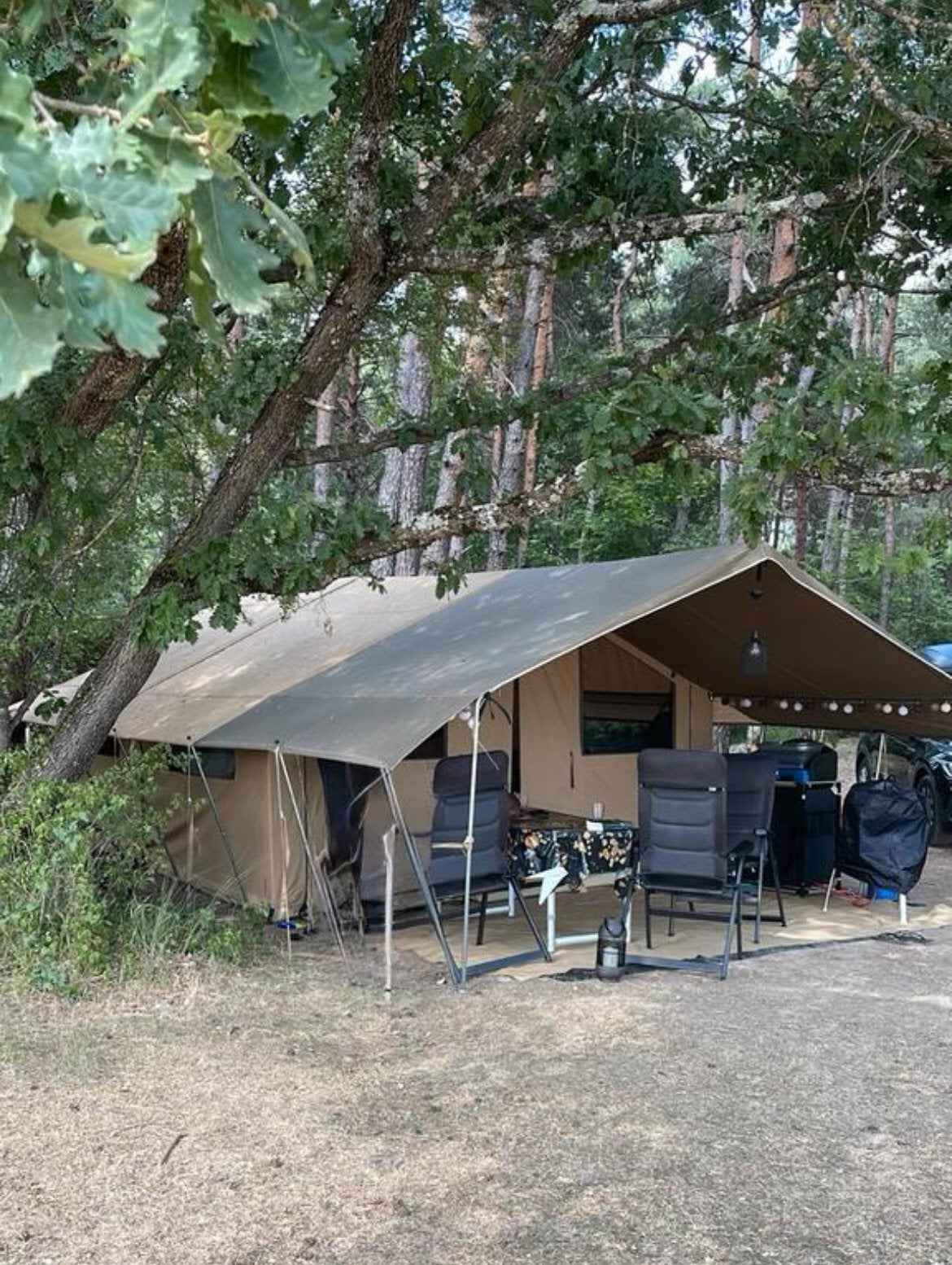 Vouwwagen met safaritent. Cabanon safari lodge. 4 tot 8 p., Caravans en Kamperen, Vouwwagens, Beige, Cabanon, Meer dan 6, Ophalen