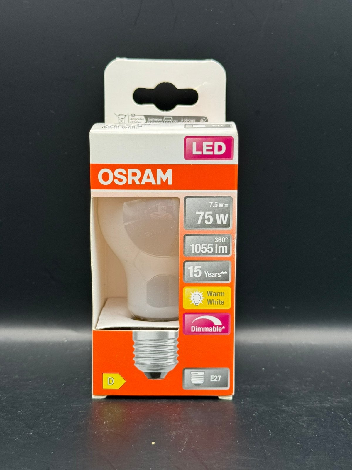 Osram LED-lamp E27 7,5W (75W) Warm Wit & Dimbaar, Led-lamp, Osram, Dimbaar, Nieuw