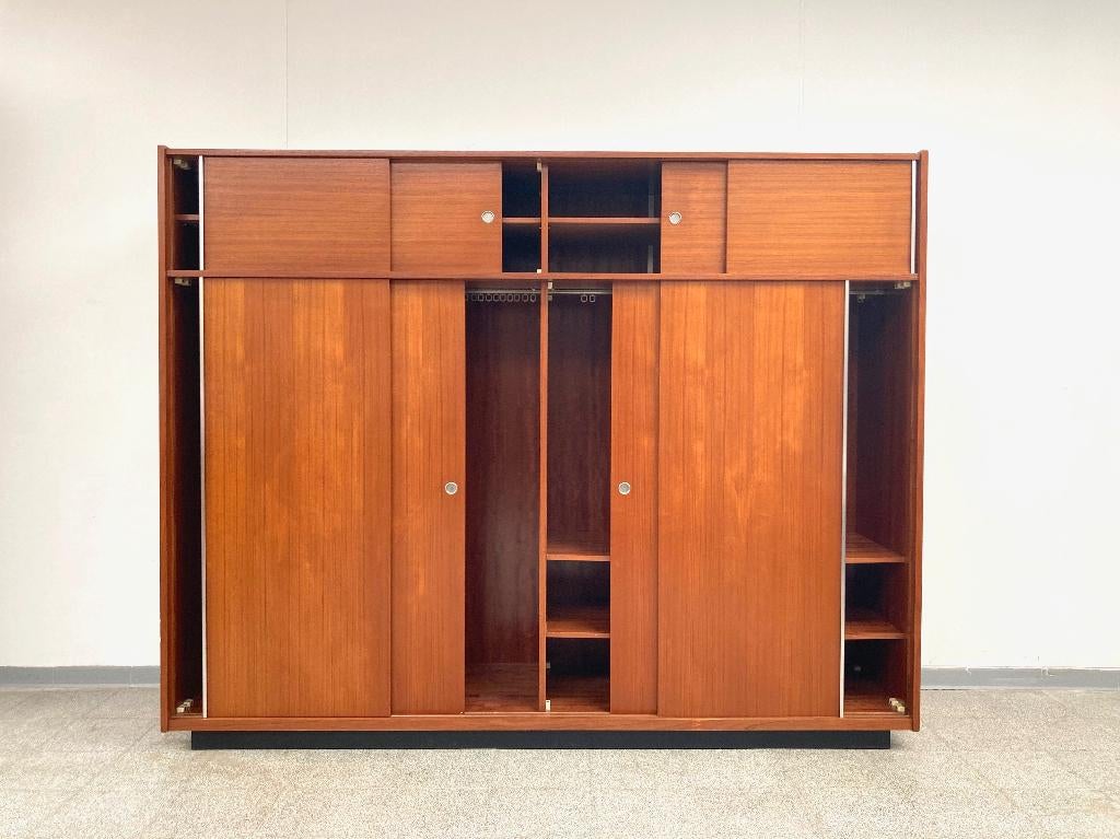 Mid-century vintage teak kledingkast/opbergkast 1960's, Ophalen, Met deur(en), Gebruikt, 150 tot 200 cm