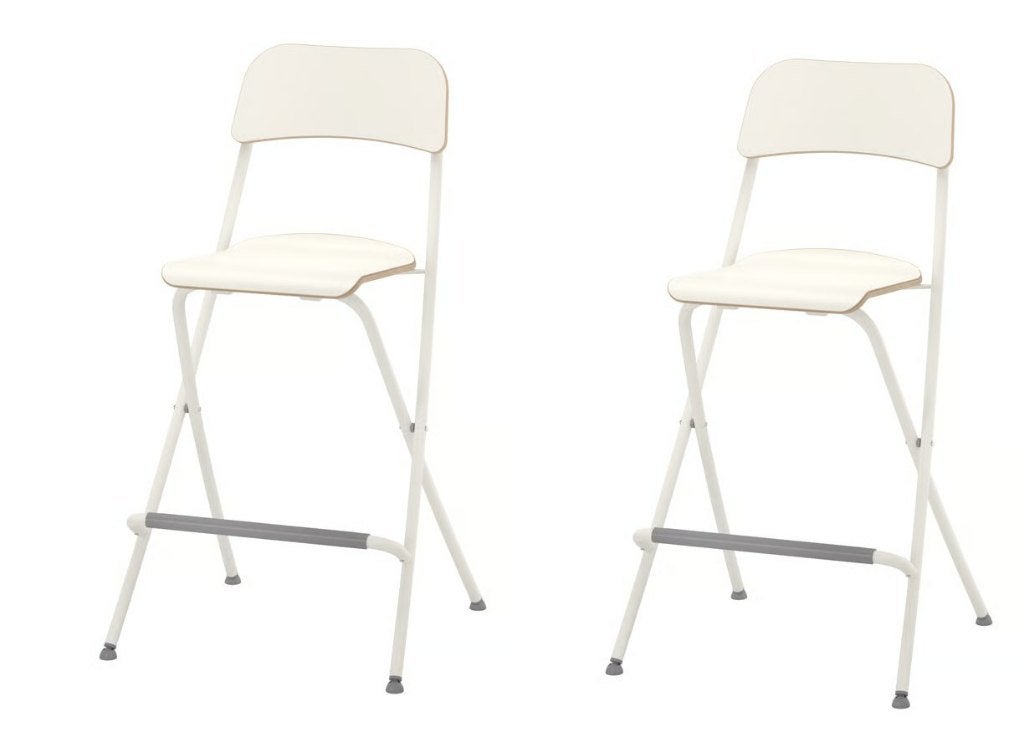 2x set IKEA FRANKLIN barkrukken opvouwbaar, wit, als nieuw, Ophalen, Draaibaar, 60 tot 90 cm, Zo goed als nieuw