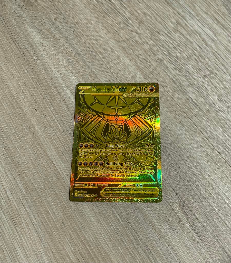 Mega Zygarde EX 124/088 Super Hyper Rare Gold Card, Ophalen of Verzenden, Nieuw, Losse kaart, Foil