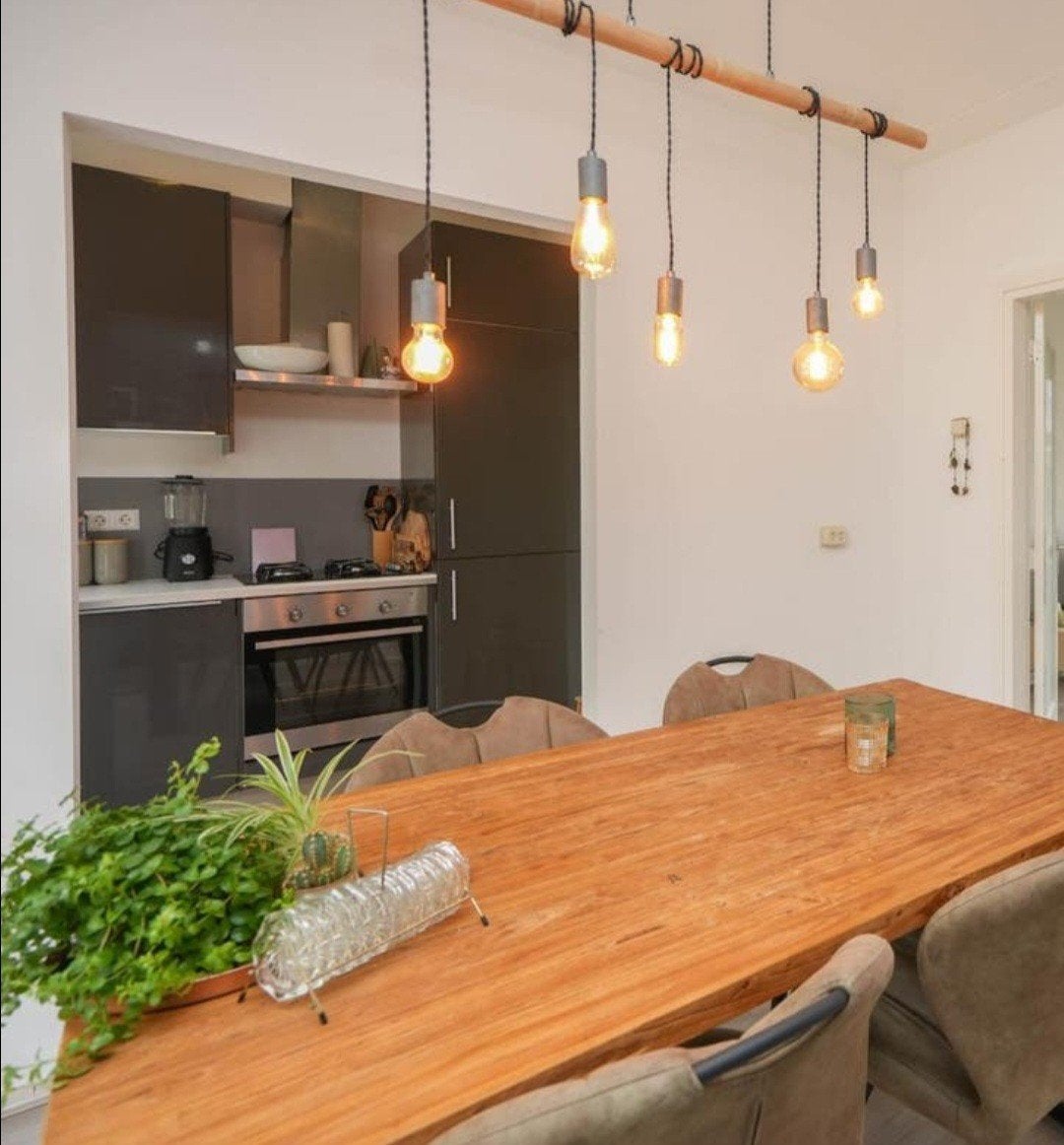 Hanglamp bamboe pronto 5-lampen, Ophalen, Hout