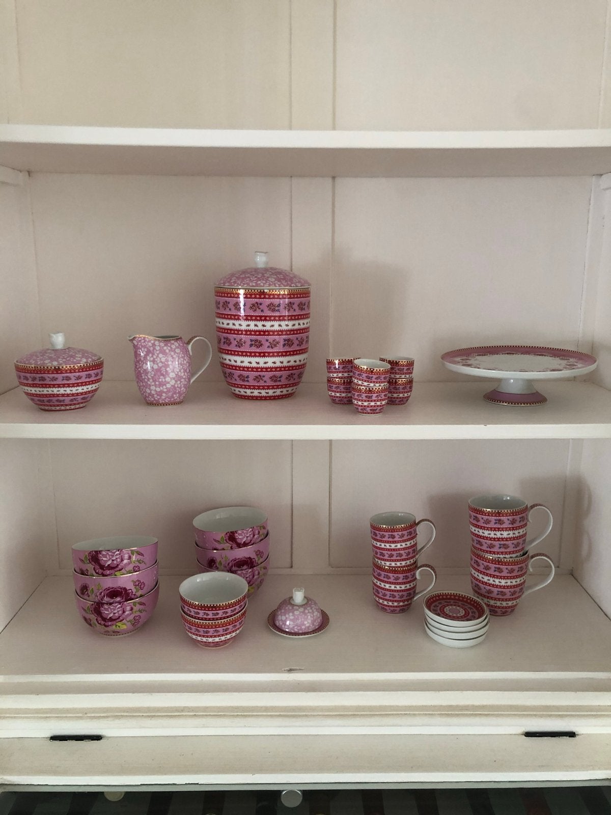 Prachtig Pip Studio servies - Roze met bloemen en strepen, Ophalen, Pip Studio, Zo goed als nieuw, Modern