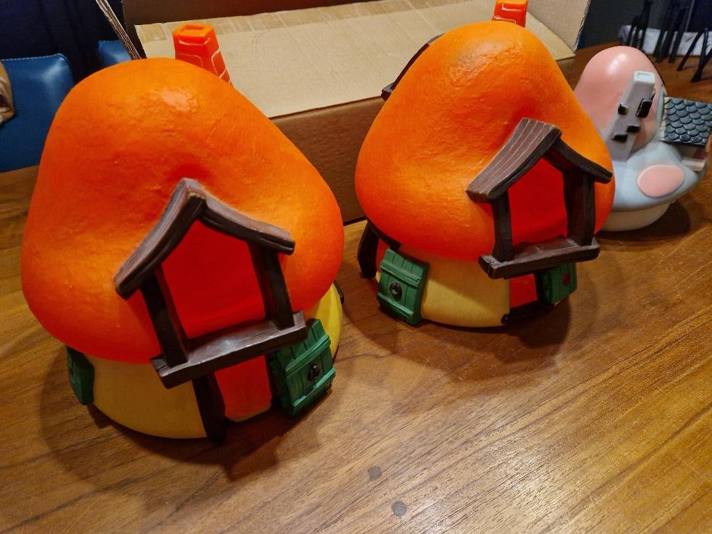 2x Smurfenhuis Groot Peyo Bully - Smurfen huis huisje, Verzenden, Zo goed als nieuw, Overige Smurfen, Huisje of Attribuut