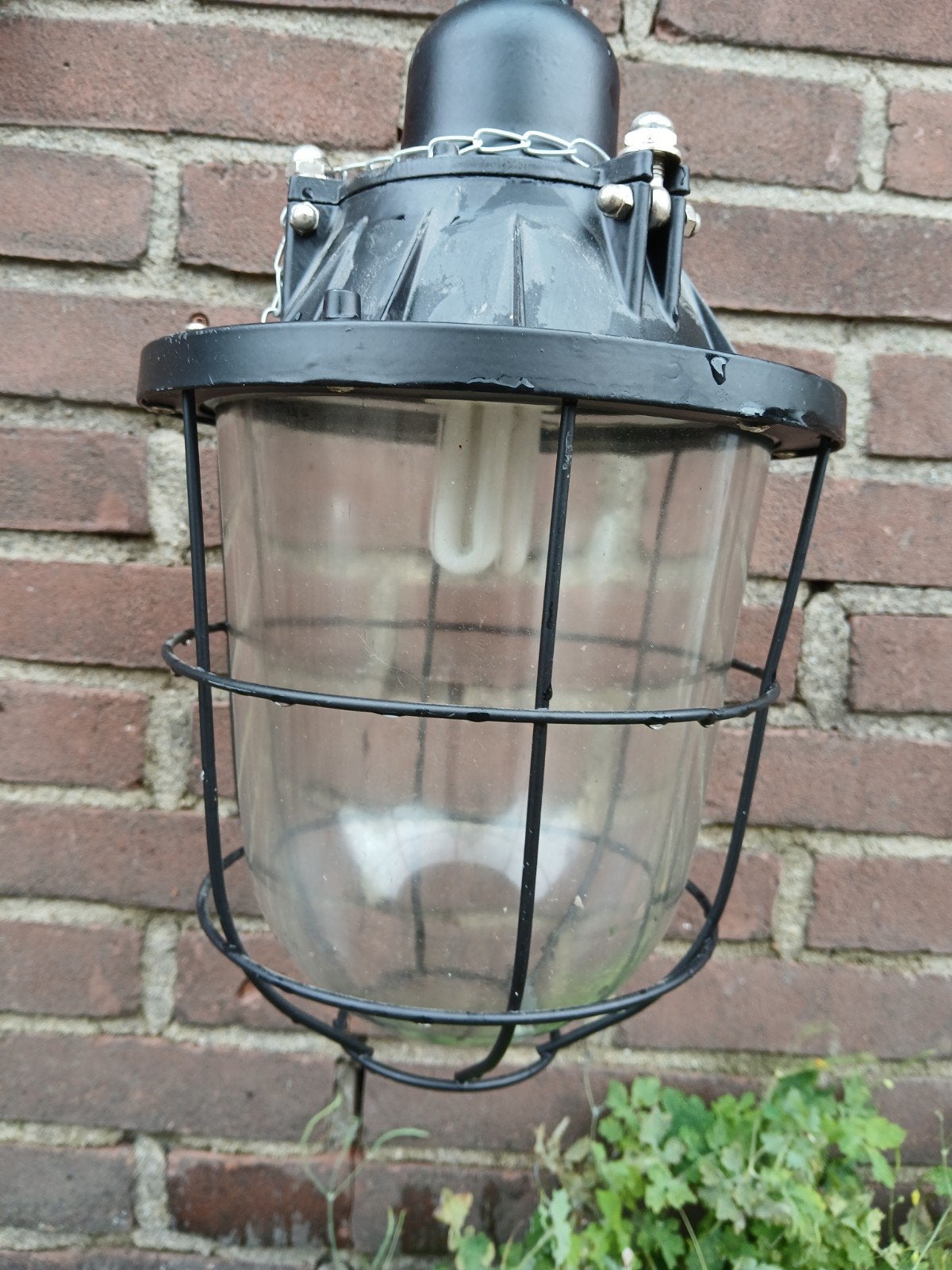 ijzeren  hanglamp., Wandlamp, Ophalen of Verzenden, 50 tot 250 watt, IJzer