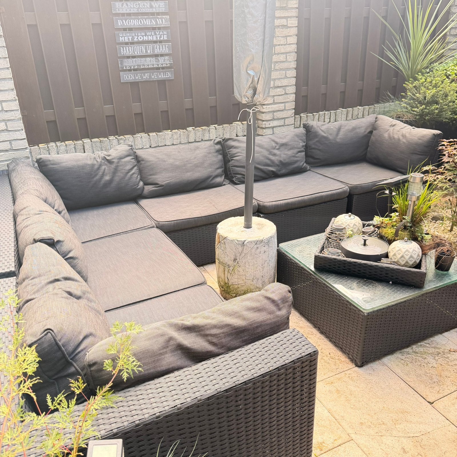 Mooie lounge set voor in de tuin, Ophalen, Kunststof, Loungeset, 7 zitplaatsen