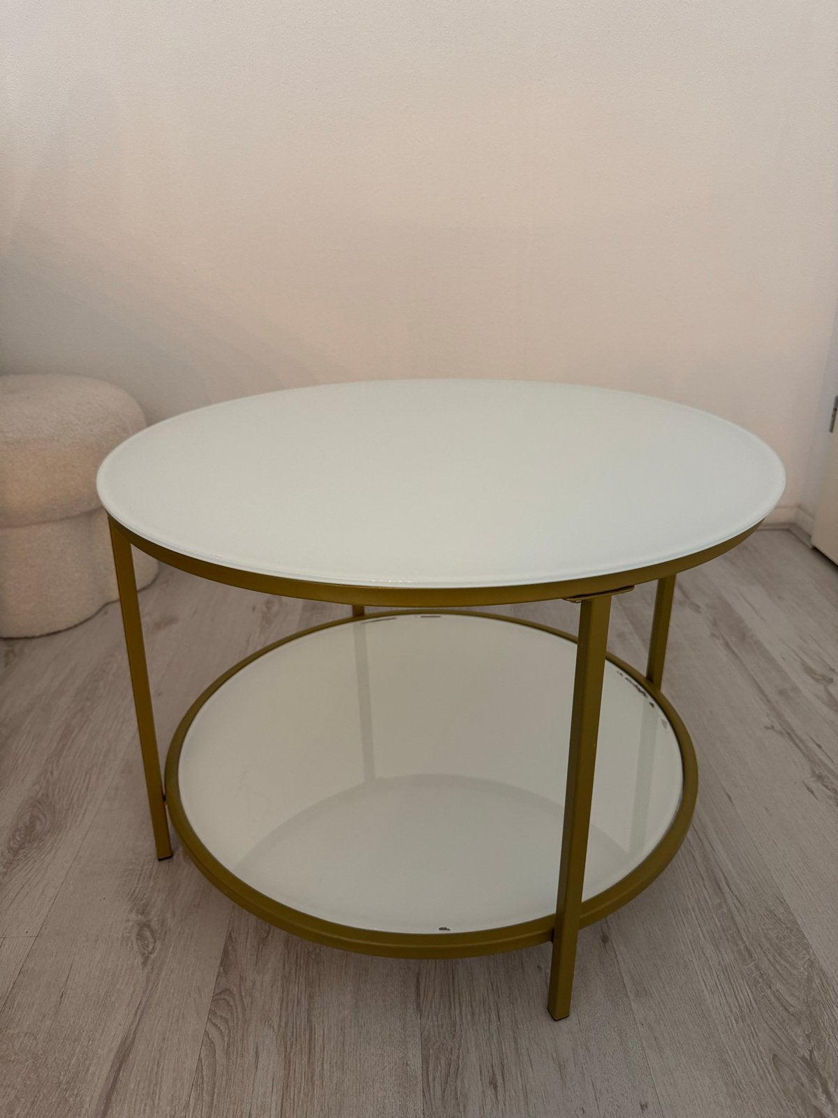 Salontafel wit goud, diameter 65,5 cm, Ophalen, Gebruikt, Rond, Metaal
