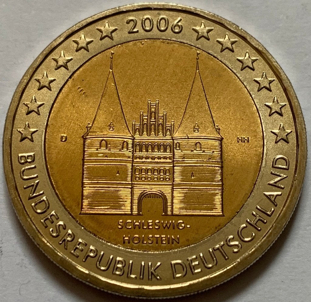 2 Euro Duitsland 2006 UNC letter D (Slot Holstein), Postzegels en Munten, Verzenden, Duitsland, 2 euro, Losse munt