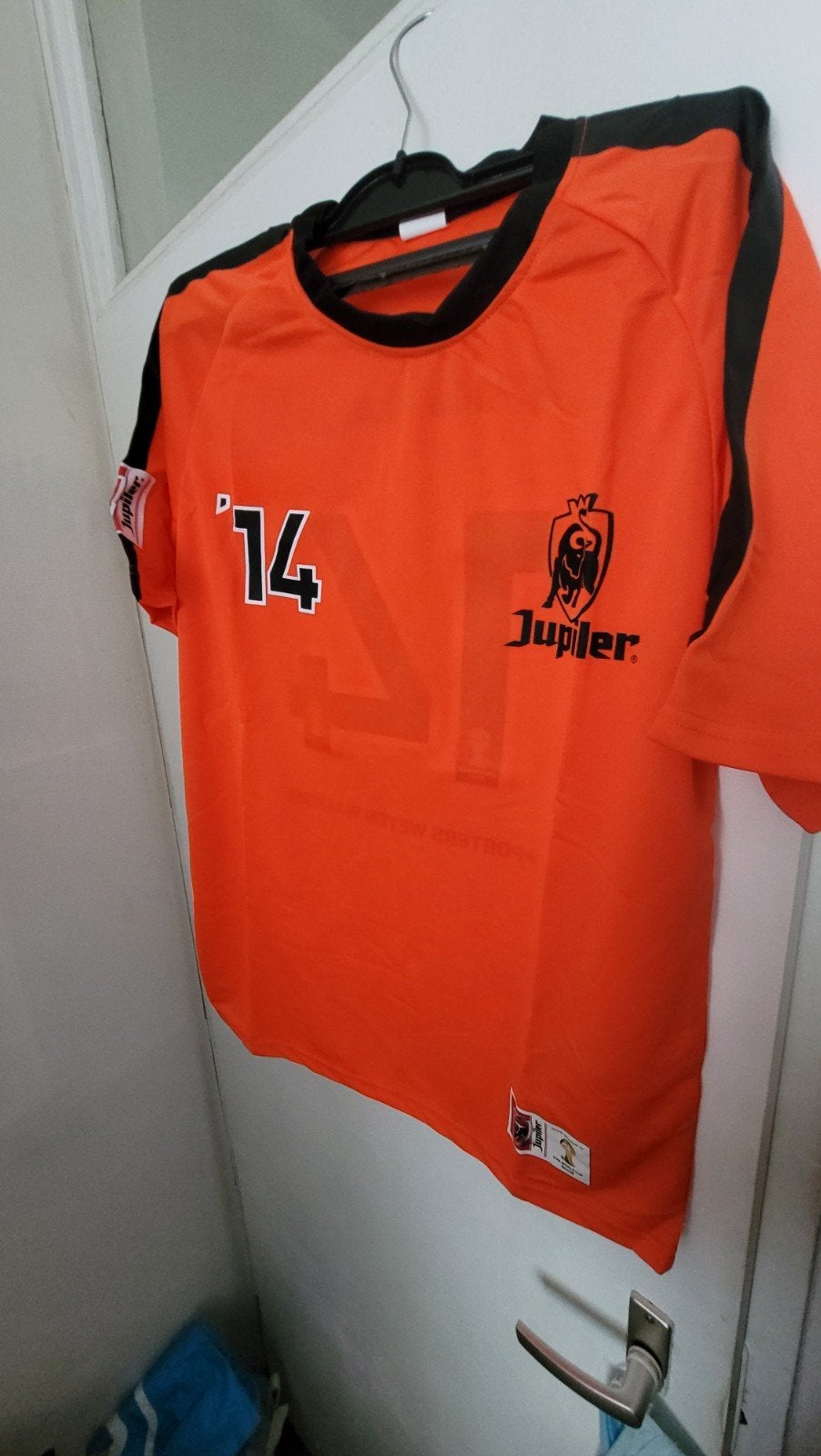 Oranje voetbalshirt met nummer 14 maat L, Onbekend, Ophalen of Verzenden, Voetbal, Gedragen