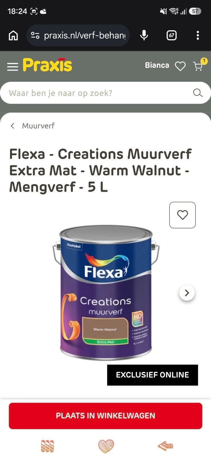 Flexa Creations Muurverf Warm Walnut 5L - Ongeopend, Ophalen, Bruin, 5 tot 10 liter, Nieuw