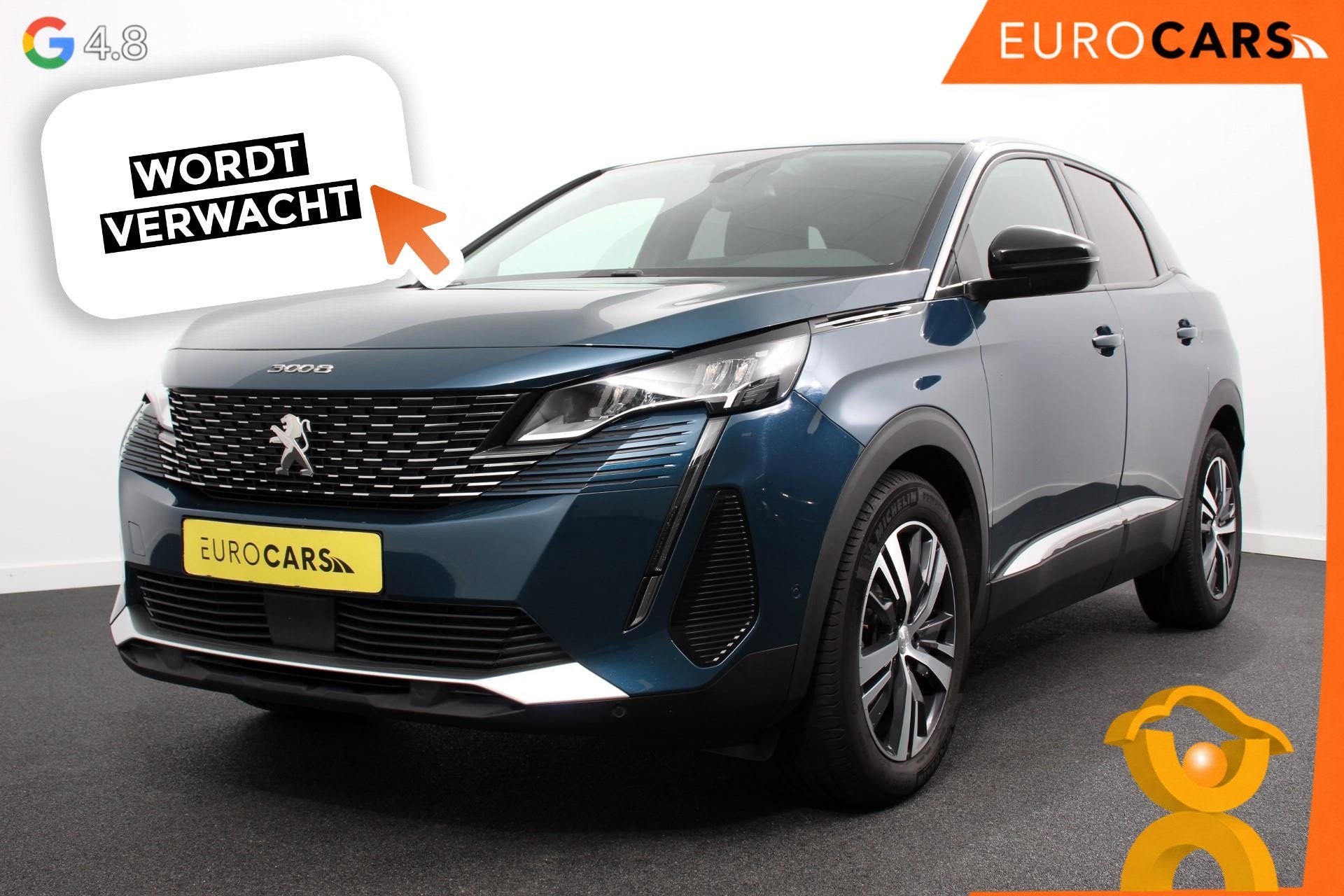 Peugeot 3008 1.2 PureTech 130pk Automaat Allure Navigatie Cl, Auto's, Stof, 1199 cc, Blauw, Bedrijf