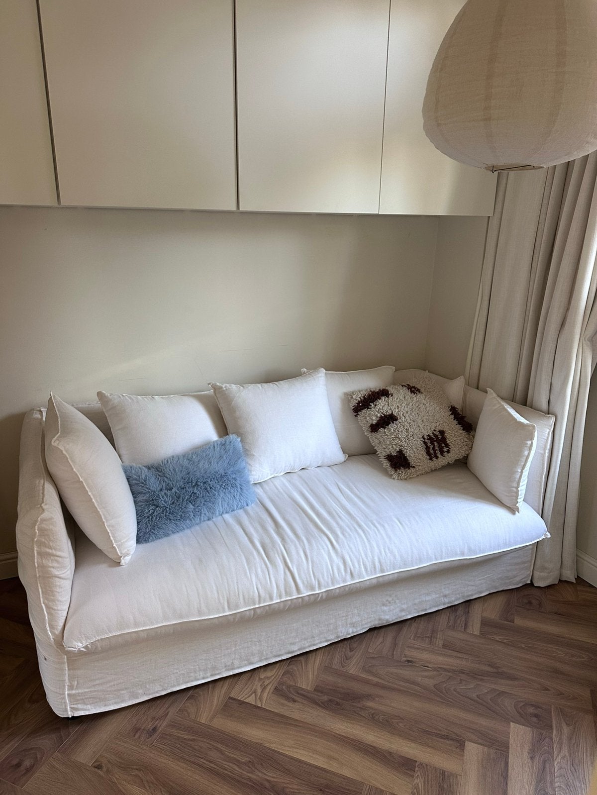 Hele mooie Louvain slaapbank wit linnen Maisons du Monde, Ophalen, 100 cm, Tweepersoons, Zo goed als nieuw