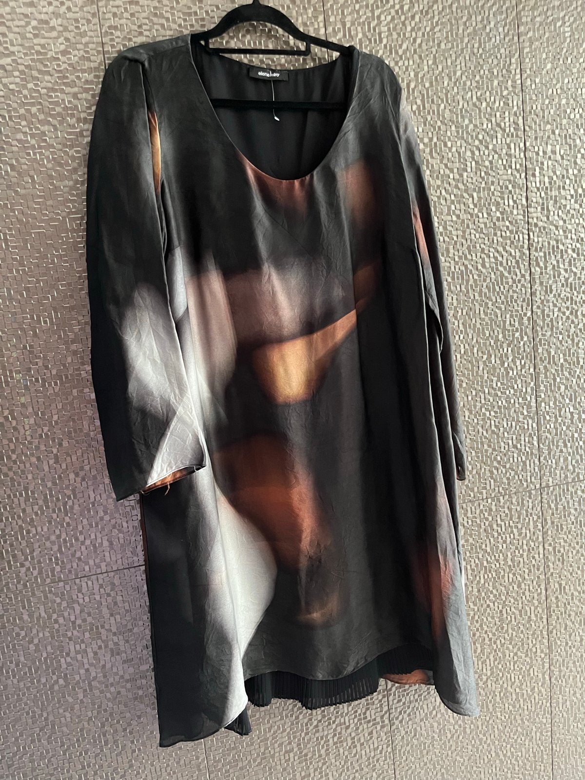 Elena Miro zijden jurk  44 met abstracte print, Maat 46/48 (XL) of groter, Zo goed als nieuw, Knielengte, Meerkleurig