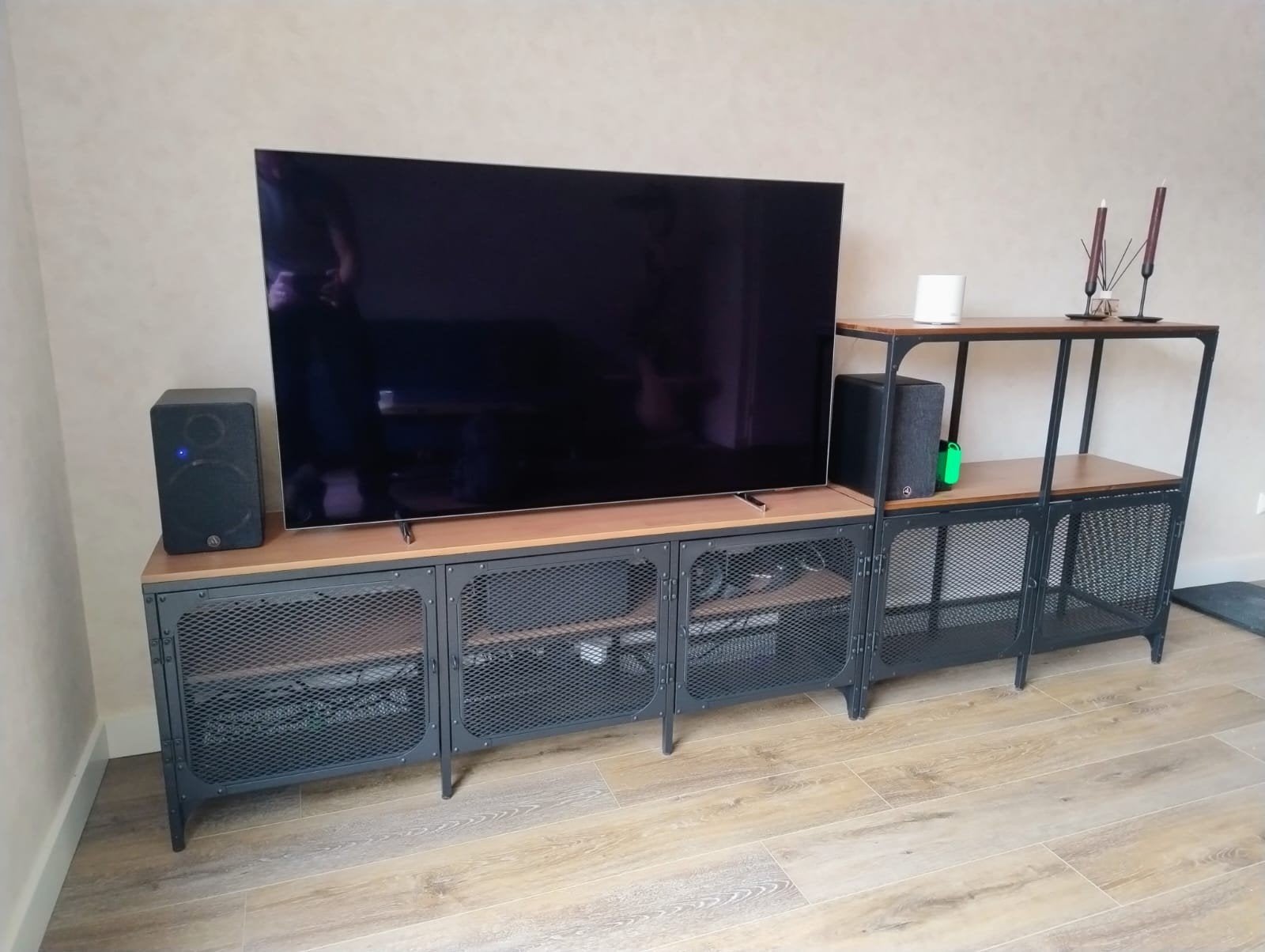 IKEA Fjallbo TV-meubel en open kast - Industriële look, Gebruikt, 200 cm of meer, Minder dan 100 cm, Industrieel