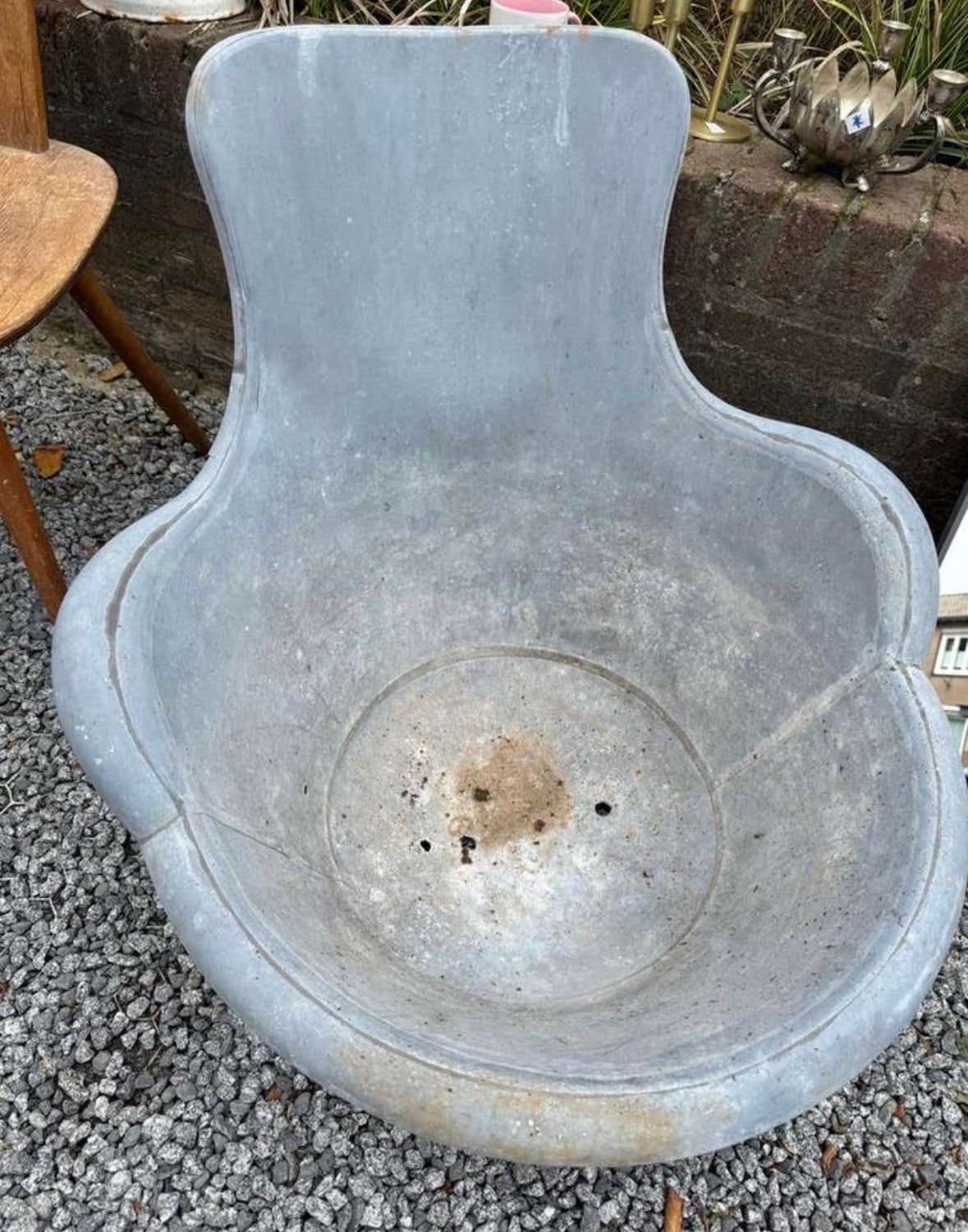 Antieke zinken wasbak / plantenbak, Ophalen