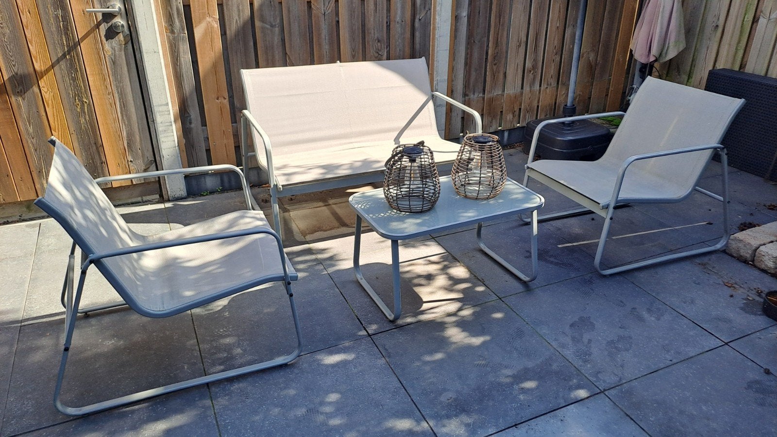 tuinsetje, Tuin en Terras, Ophalen, 4 zitplaatsen, Gebruikt, Aluminium