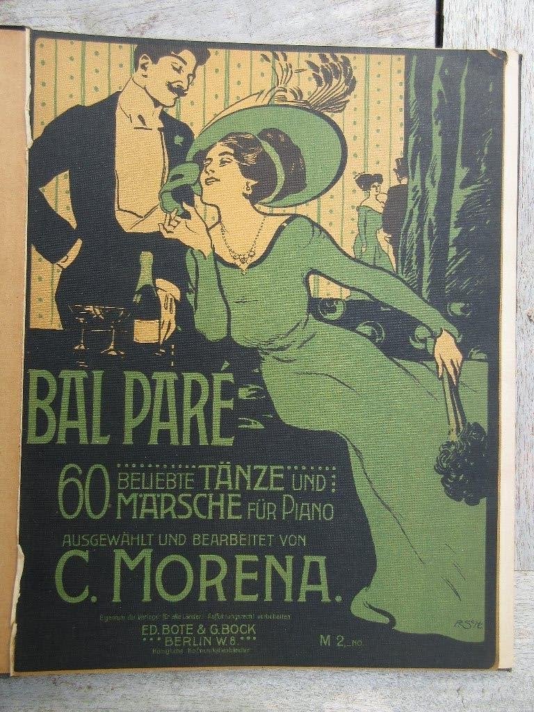 CHROMOLITHO+ BOEKOMSLAG anno 1909, ART DECO, 30 cm, Gebruikt, Meerkleurig, Papier/karton