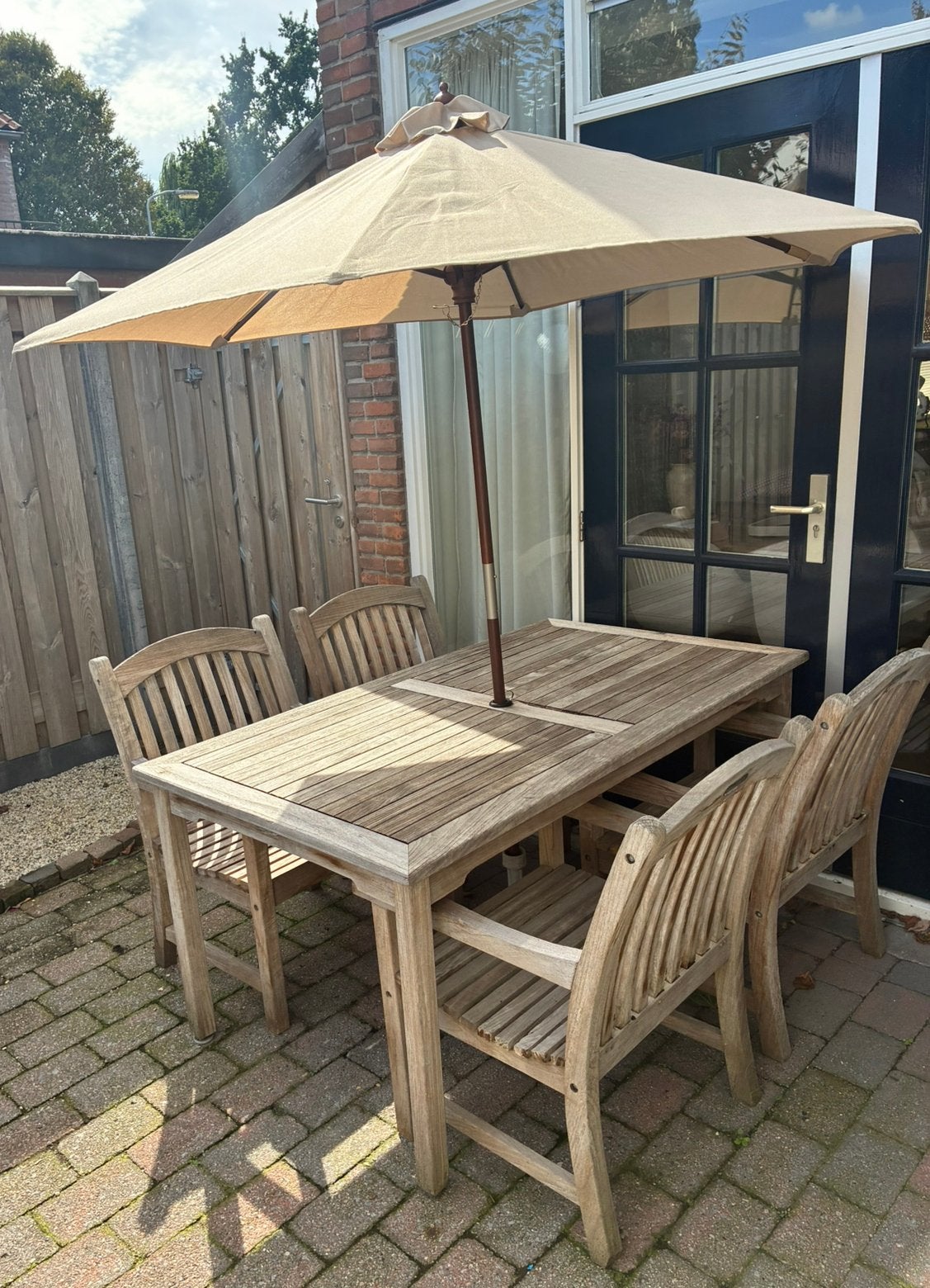 Teak tuinset, Tuin en Terras, Ophalen, Gebruikt, Teakhout, Stoel