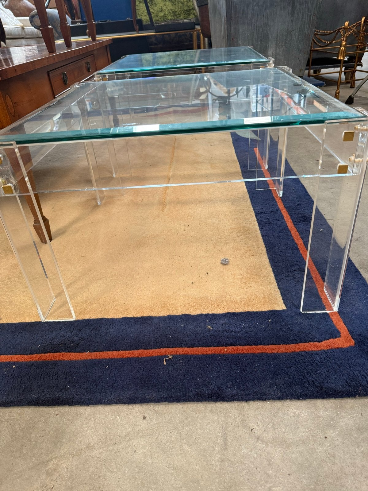 Set van 2 Plexiglas Salontafels met Glazen Blad, 50 tot 100 cm, ., Vierkant, .