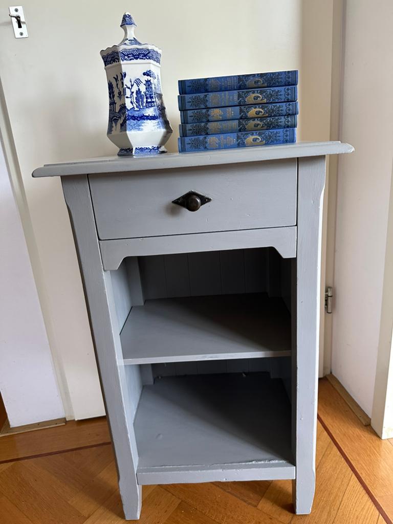 Brocante landelijk kastje nachtkastje grijs, Ophalen of Verzenden