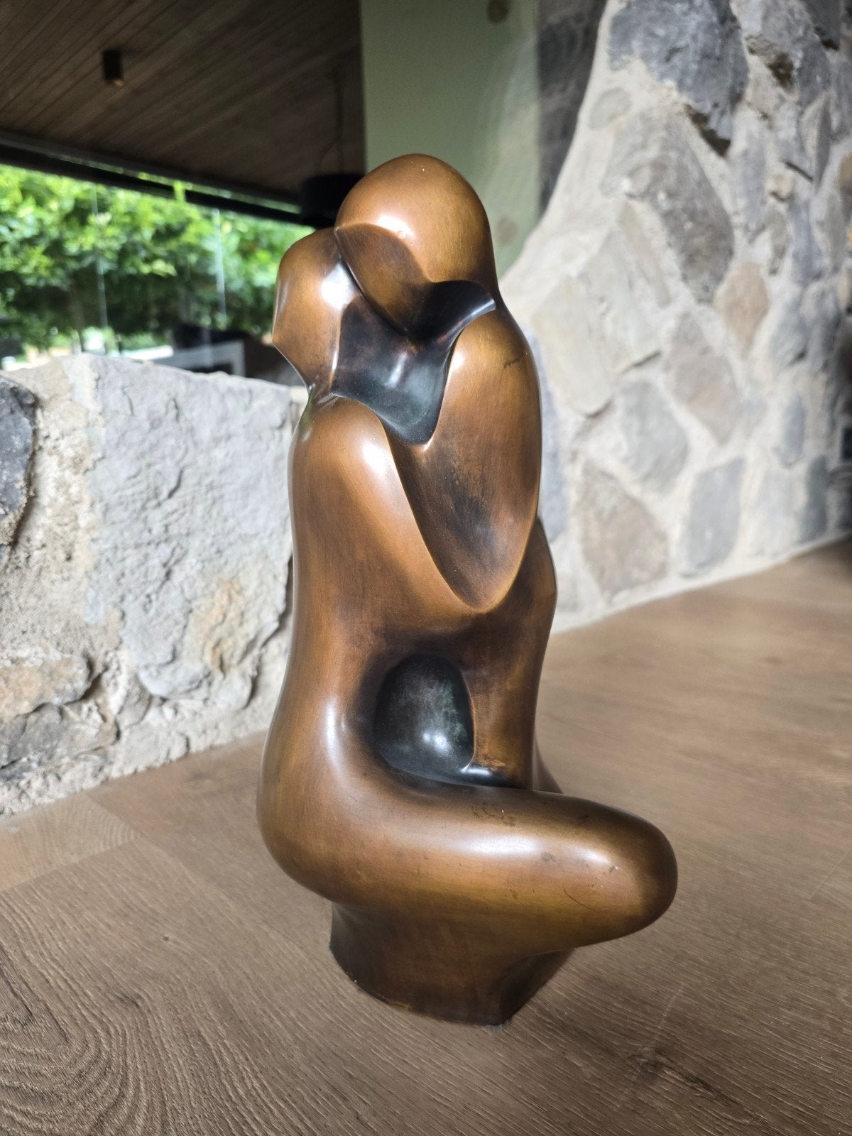 Abstract bronzen beeld moeder kind, Ophalen, Groep mensen, 20 - 50 cm, Beeld