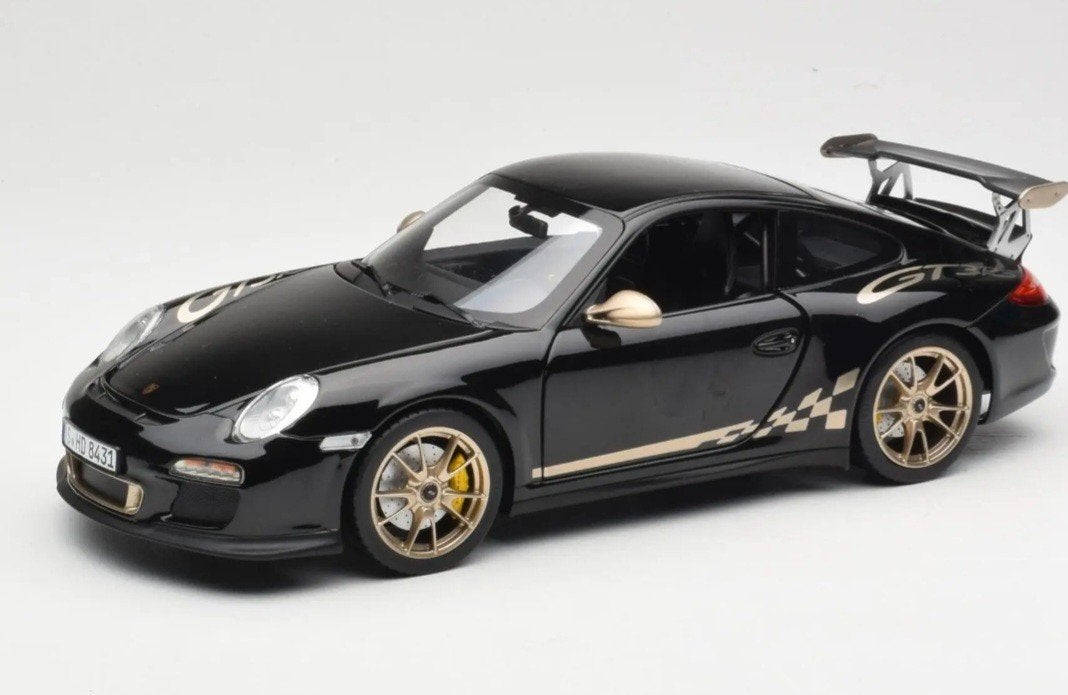 1:18 Porsche 911 (997) GT3 RS uit 2009 Zwart/Goud Norev, Hobby en Vrije tijd, Modelauto's | 1:18, Ophalen of Verzenden, Nieuw