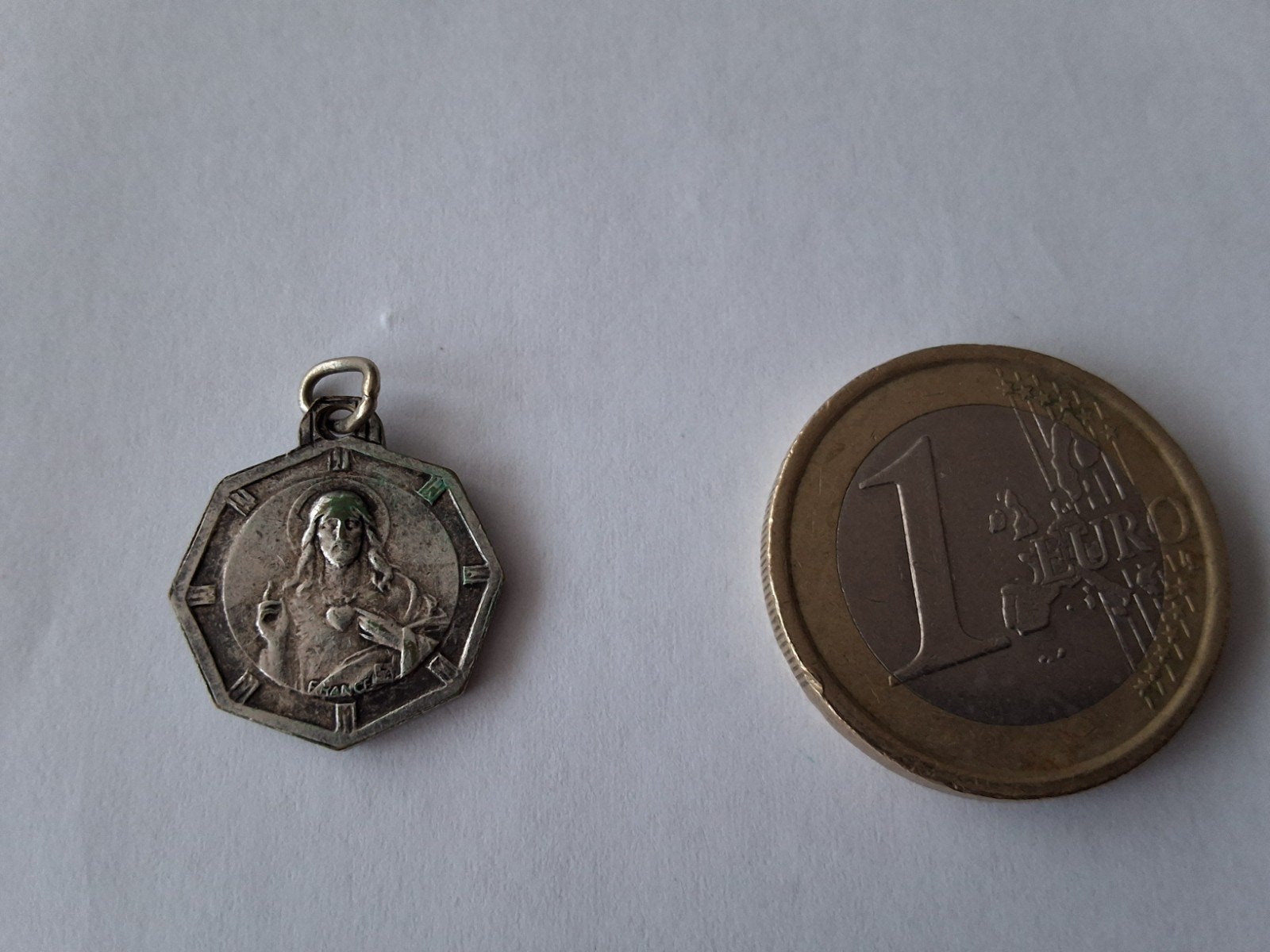 Vintage Franse Medaille - Religieus, Zilverkleurig, Postzegels en Munten, Penningen en Medailles, Ophalen of Verzenden