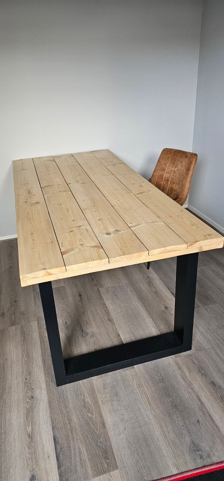 Eettafel of vergadertafel, 2 x 0,9 m als nieuw, Ophalen, Grenenhout, Industrieel, Modern, 50 tot 100 cm