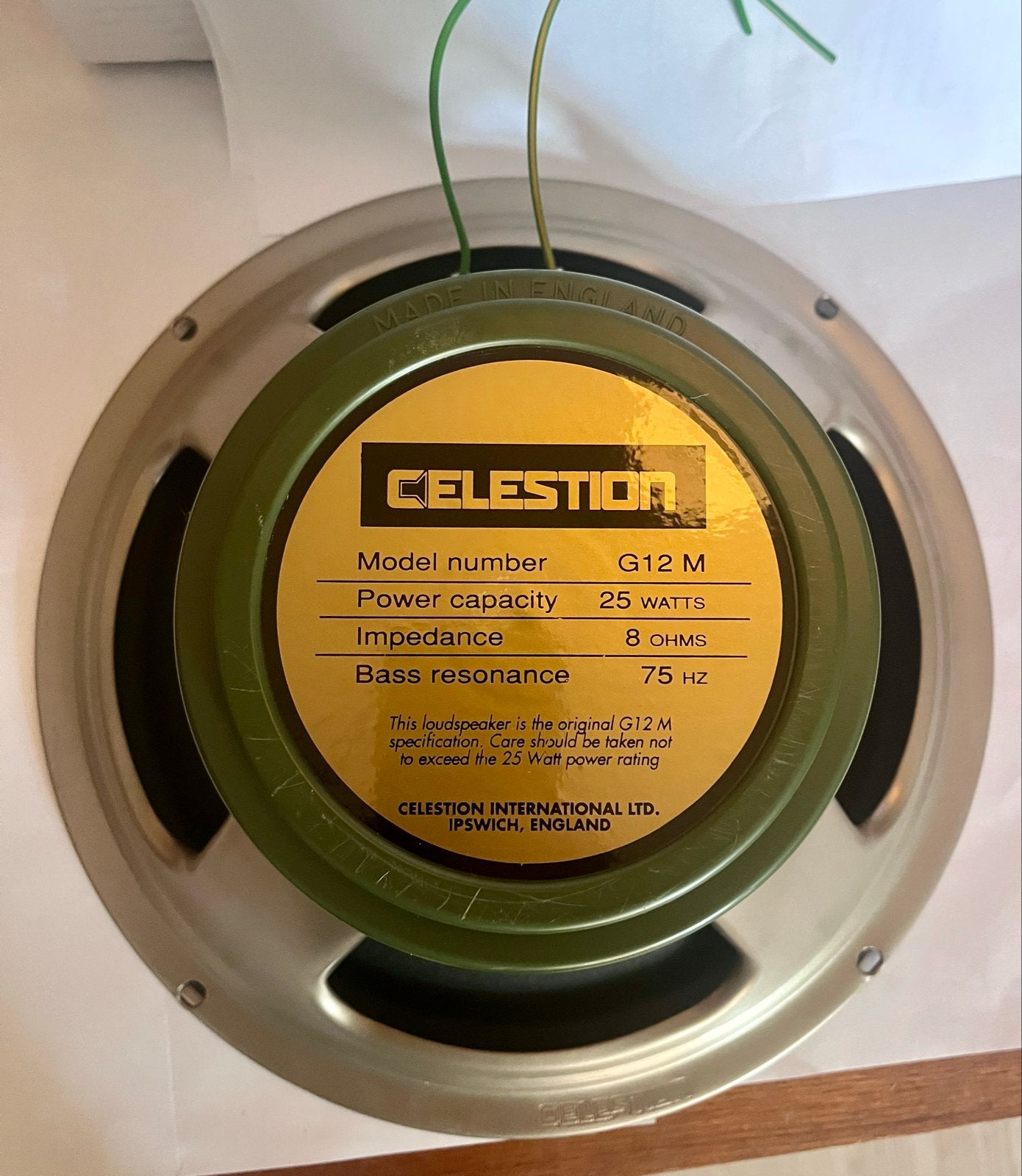 Celestion Greenback G12M 25 Watt 12 inch Gitaarluidspreker, Overige merken, Overige typen, Ophalen of Verzenden, Zo goed als nieuw
