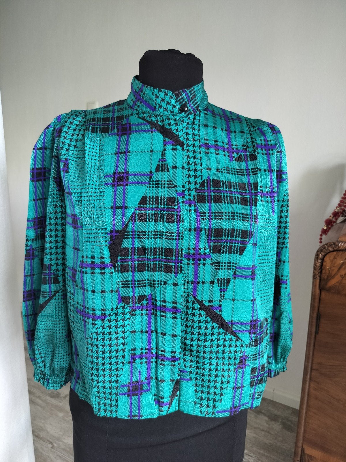 Vintage blouse, Kleding | Dames, Blouses en Tunieken, Ophalen of Verzenden, Zo goed als nieuw, Groen