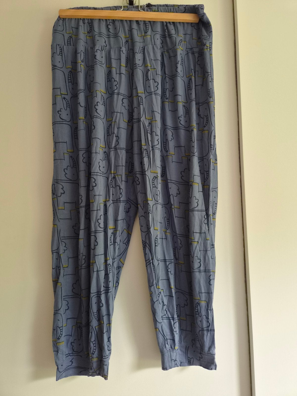 Gudrun Sjoden, tricot broek, blauw met olifanten. L., Ophalen of Verzenden, Blauw, Lang