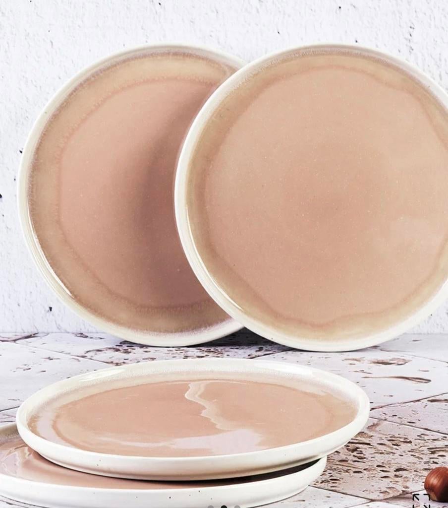 Bjorn 6-persoons servies roze, Huis en Inrichting, Keuken | Servies, Ophalen, Zo goed als nieuw, Bord(en), Overige stijlen