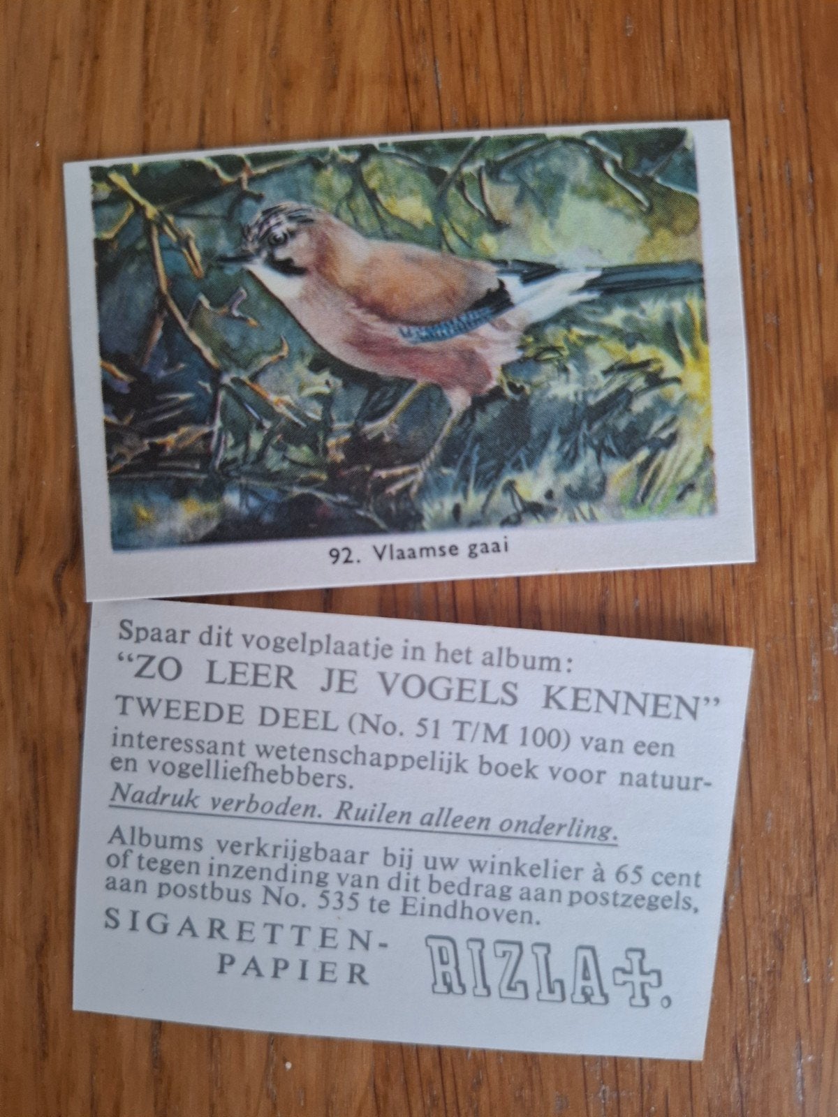 Vintage Rizla Sigaretten Plaatjes - Zo Leer Je Vogels Kennen, Ophalen, Meerdere plaatjes