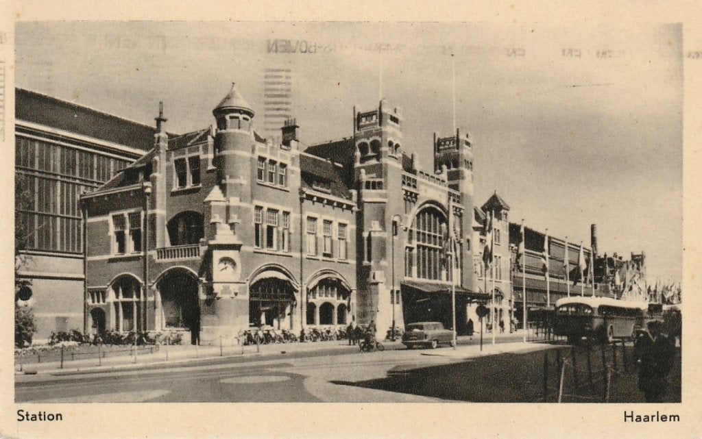 Haarlem  Station 1958, Ophalen of Verzenden, 1940 tot 1960, Gelopen, Noord-Holland