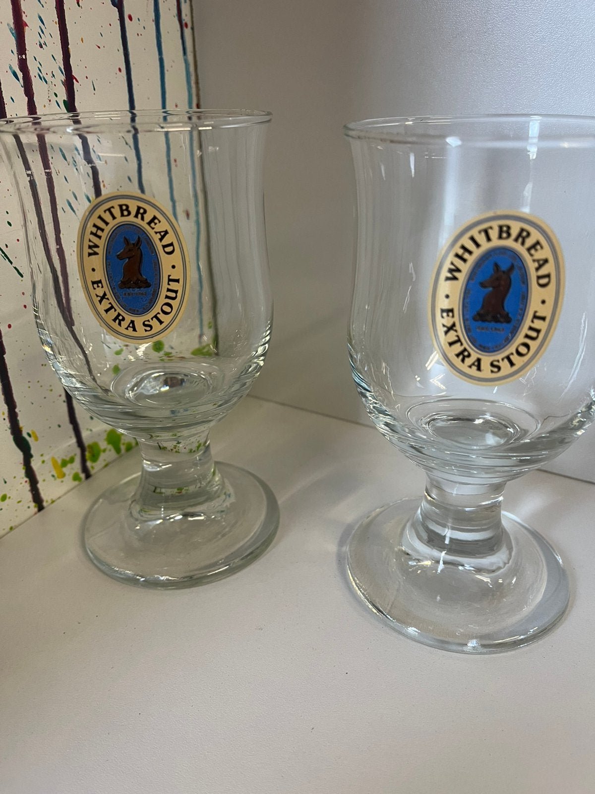 Whitbread extra stout bierglazen set van 2 glazen, Ophalen of Verzenden, Nieuw, Glas of Glazen, Overige merken