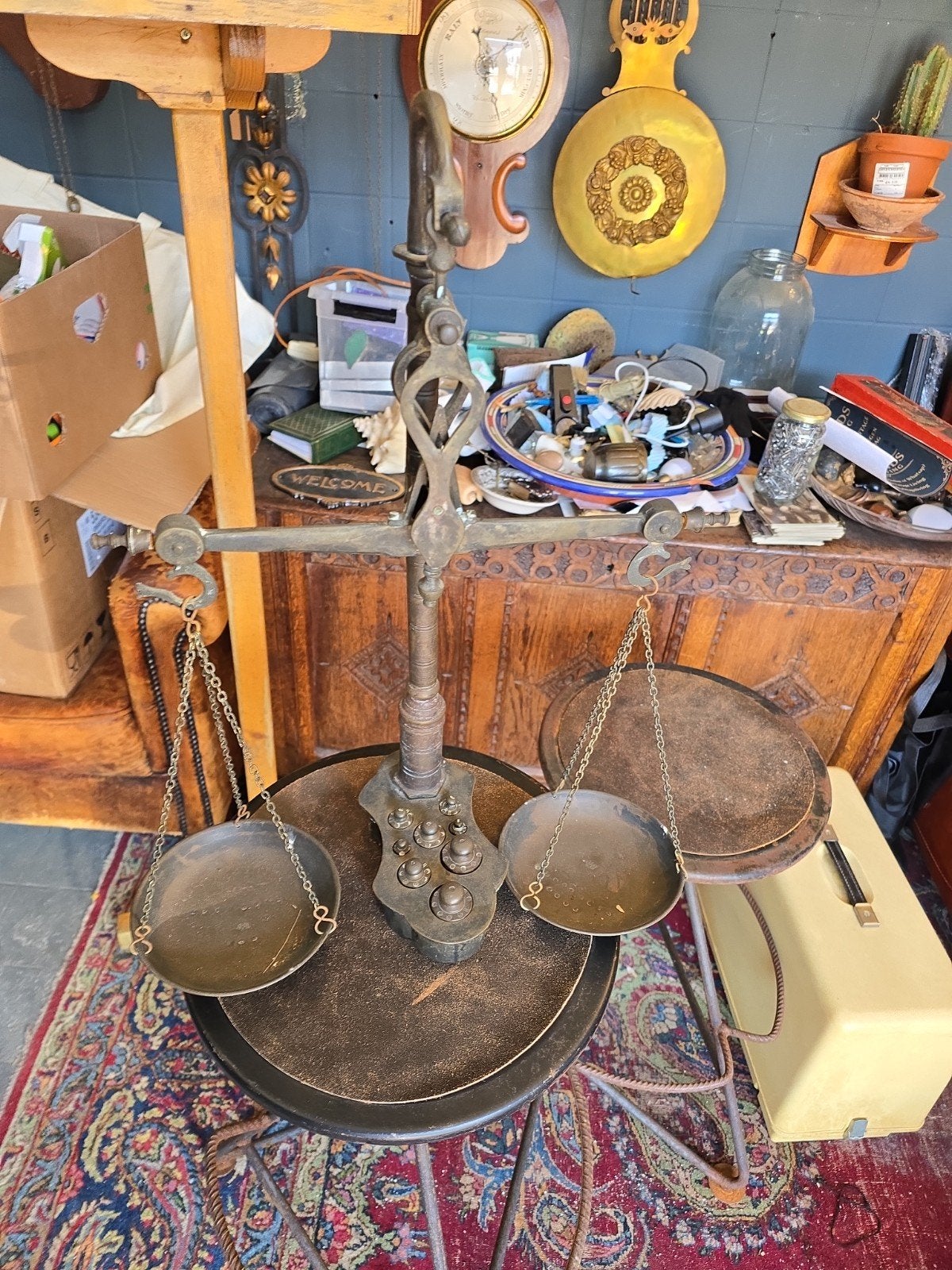 Antieke balansweegschaal / bascule uit de 19e eeuw, Ophalen of Verzenden