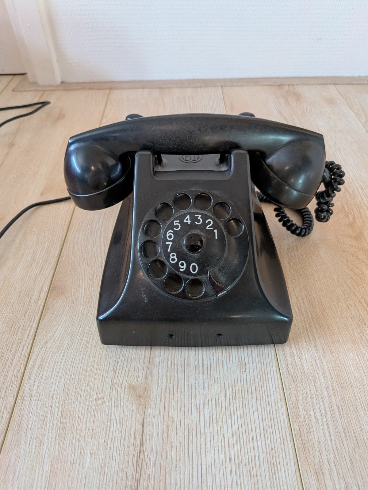 Vintage PTT draaischijf telefoon - Zwart, Ophalen, Gebruikt, 1 handset