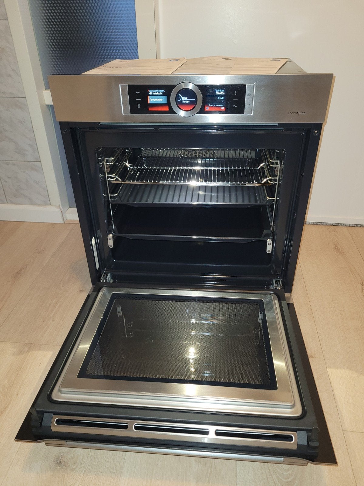 Prachtige Bosch RVS inbouw combi magnetron met hetelucht., Witgoed en Apparatuur, Ophalen, Zo goed als nieuw, Grill, Inbouw