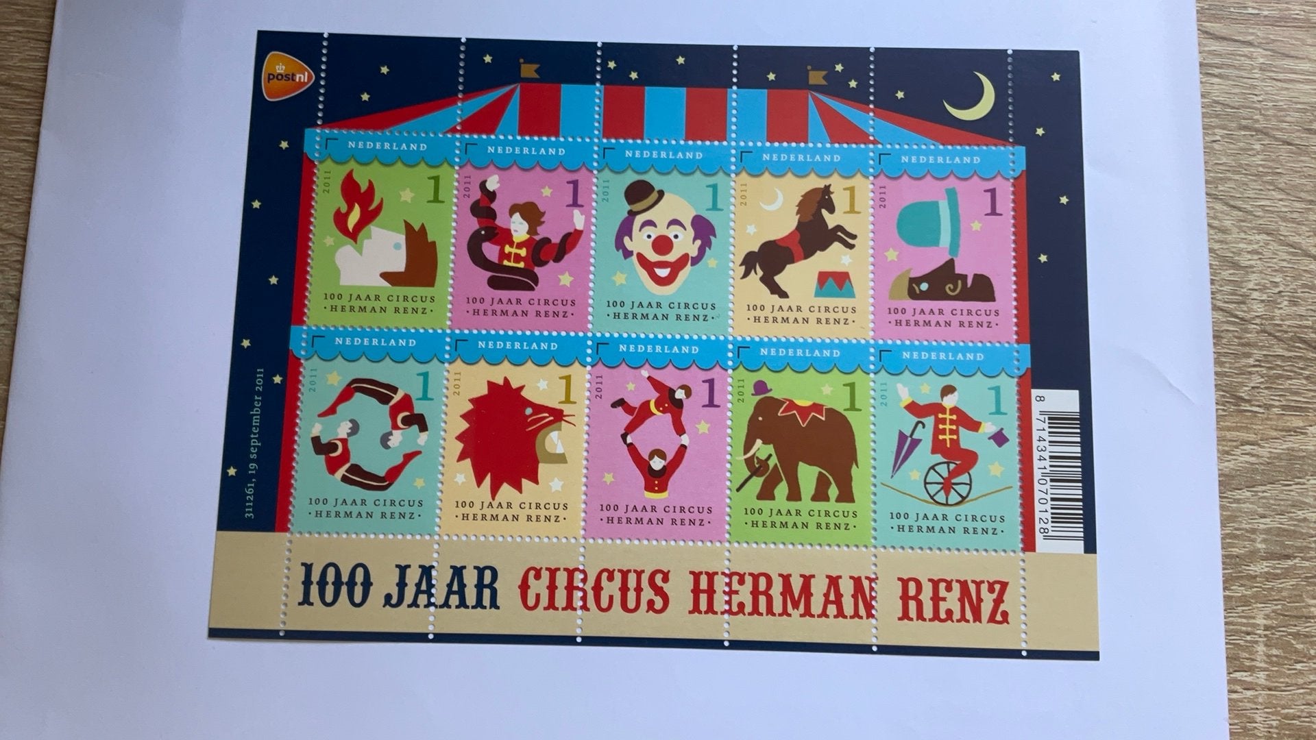 Velletje 100 jaar Circus Herman Renz, Verzenden, Na 1940, Postfris