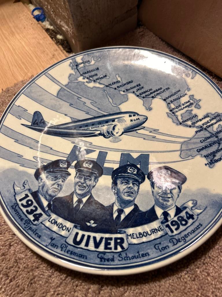 KLM Jubileum Bord 1934-1984 - Regina Delfts Blauw, Ophalen of Verzenden