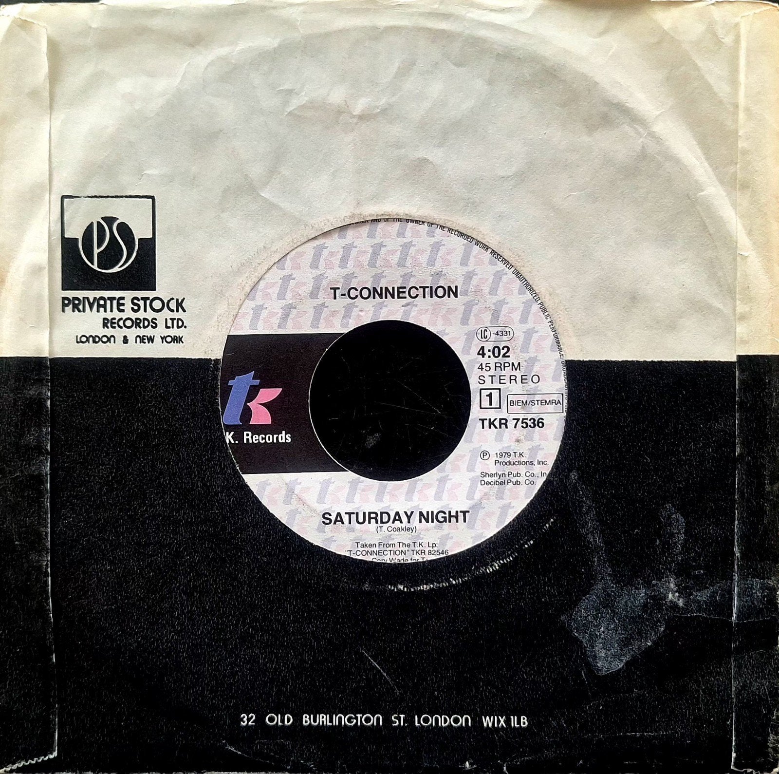 7"/SINGLE  T-CONNECTION - Saturday Night, Ophalen of Verzenden, Gebruikt, Pop