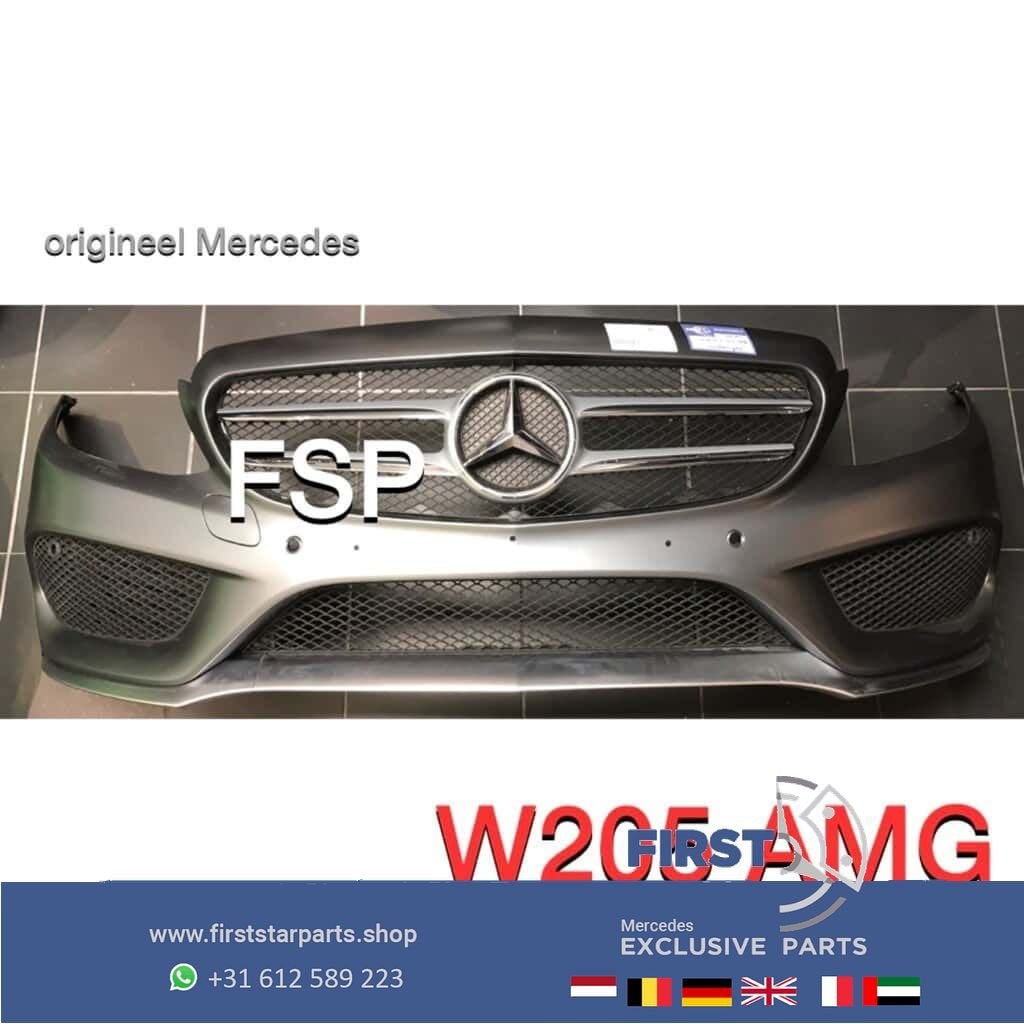 W205 C43 AMG Voorbumper Mercedes C Klasse 2014-2019 mat grij, Gebruikt, -, Voor, Ophalen of Verzenden