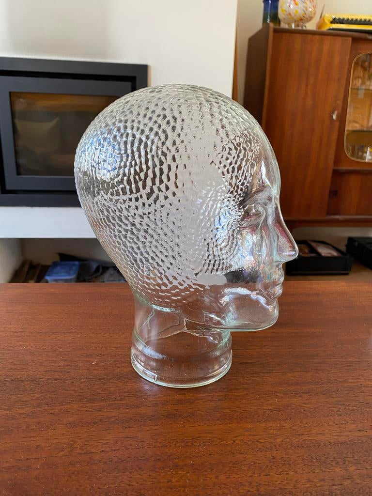 Vintage glazen hoofd mannequin - Jaren 60/70, Ophalen of Verzenden