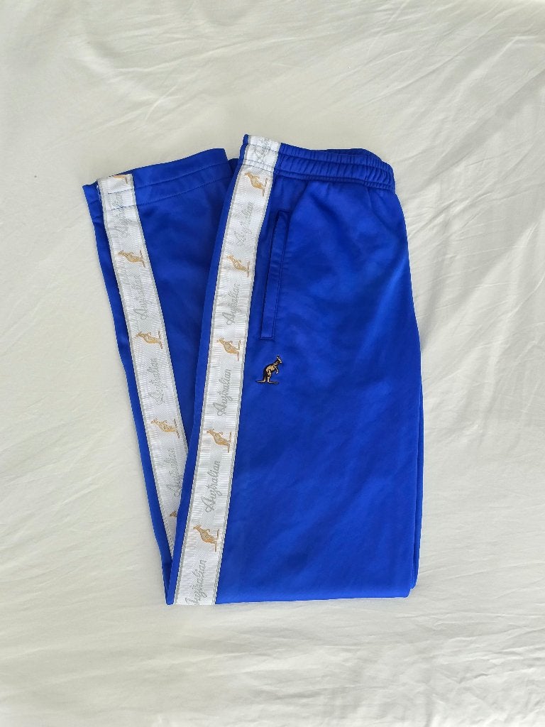 Blauwe Australian broek 48 (M) met Acetate bies dubbele rits, Overige typen, Ophalen of Verzenden, Zo goed als nieuw, Australian