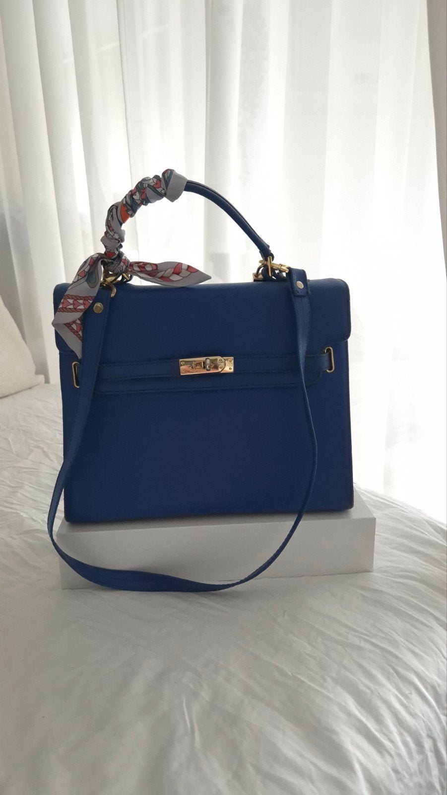 Blauwe leren tas, Ophalen of Verzenden, Gebruikt, Blauw, Handtas