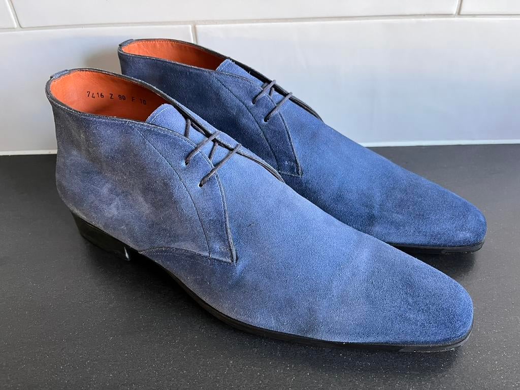 Santoni herenschoenen maat 10 / 44 F weinig gedragen, Kleding | Heren, Schoenen, Santoni, Santoni, Blauw, Ophalen of Verzenden