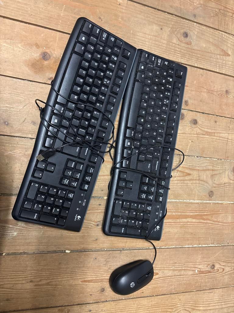 2 Logitech toetsenborden K120 en 1 HP muis (los of samen), Computers en Software, Toetsenbord en muis-set, Ophalen of Verzenden